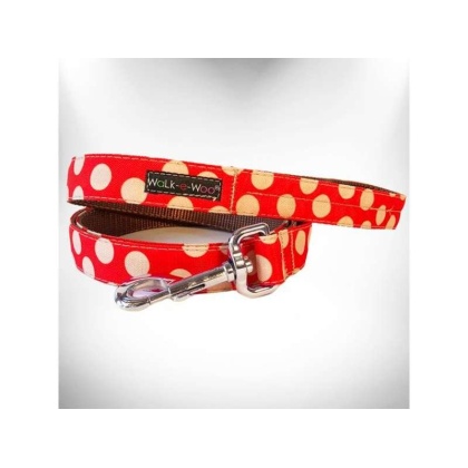 Tan Dots on Red - Polka Dot Dog - Tan Dots Leads  - THIN Lead 5/8" width- 5' length
