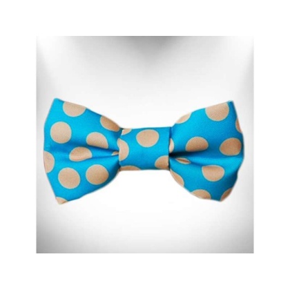 Tan Dots on Turquoise - Polka Dot Dog - Tan Dots Bow Tie