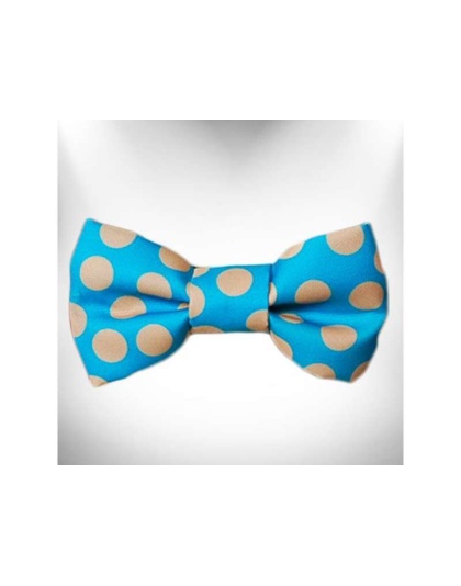Tan Dots on Turquoise - Polka Dot Dog - Tan Dots Bow Tie