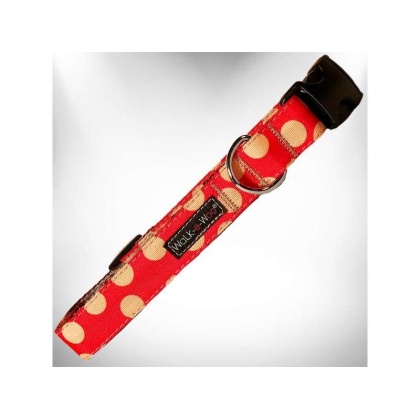 Tan Dots on Red - Polka Dot Dog - Tan Dots Collars - S 3/4" width fits 10-14" neck