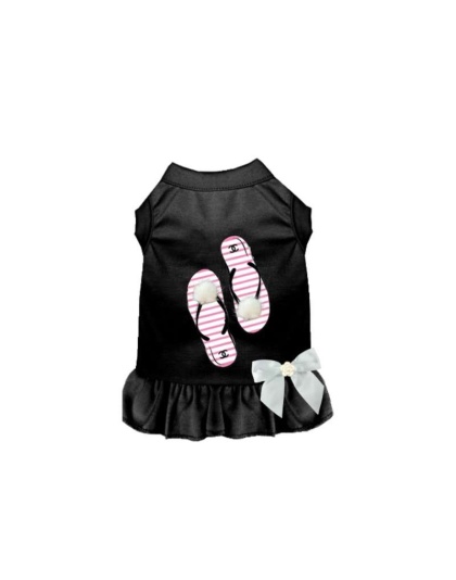 BLACK - My Favorite Fuzzy Flip Flops Dog Dress - X Small