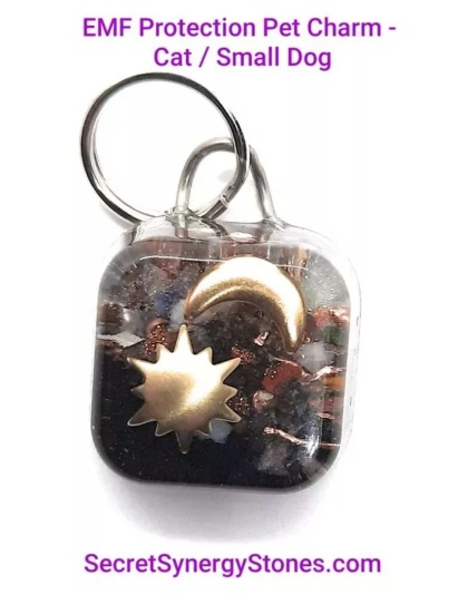 Sun & Moon - Split Ring - EMF 5G protection Pet Charm Cat/Sml Dog with Split Ring - 1 ounce