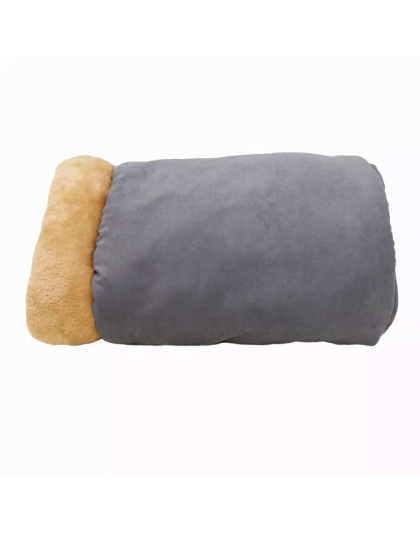 Grey - GOOPAWS 4 in 1 Self Warming Burrow Cat Bed, Pet Hideway Sleeping Cuddle Cave - 22" x14" x10"