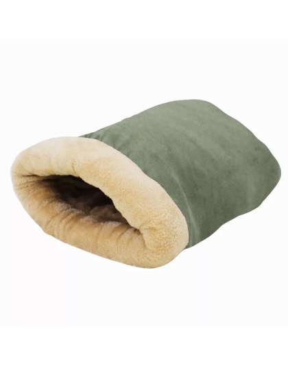 Sage Green - GOOPAWS 4 in 1 Self Warming Burrow Cat Bed, Pet Hideway Sleeping Cuddle Cave - 22" x14" x10"