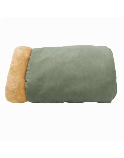 Sage Green - GOOPAWS 4 in 1 Self Warming Burrow Cat Bed, Pet Hideway Sleeping Cuddle Cave - 22" x14" x10"