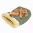 Sage Green - GOOPAWS 4 in 1 Self Warming Burrow Cat Bed, Pet Hideway Sleeping Cuddle Cave - 22" x14" x10"