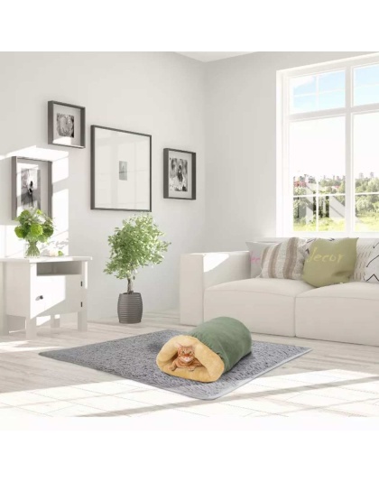 Sage Green - GOOPAWS 4 in 1 Self Warming Burrow Cat Bed, Pet Hideway Sleeping Cuddle Cave - 22" x14" x10"