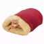Burgundy - GOOPAWS 4 in 1 Self Warming Burrow Cat Bed, Pet Hideway Sleeping Cuddle Cave - 22" x14" x10"