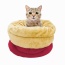 Burgundy - GOOPAWS 4 in 1 Self Warming Burrow Cat Bed, Pet Hideway Sleeping Cuddle Cave - 22" x14" x10"