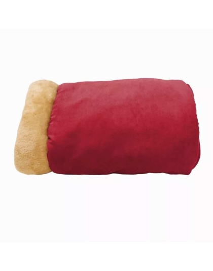 Burgundy - GOOPAWS 4 in 1 Self Warming Burrow Cat Bed, Pet Hideway Sleeping Cuddle Cave - 22" x14" x10"