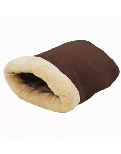 Coffee - GOOPAWS 4 in 1 Self Warming Burrow Cat Bed, Pet Hideway Sleeping Cuddle Cave - 22" x14" x10"