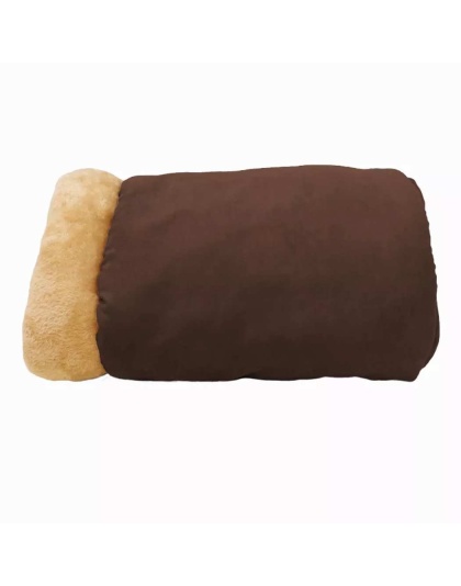 Coffee - GOOPAWS 4 in 1 Self Warming Burrow Cat Bed, Pet Hideway Sleeping Cuddle Cave - 22" x14" x10"