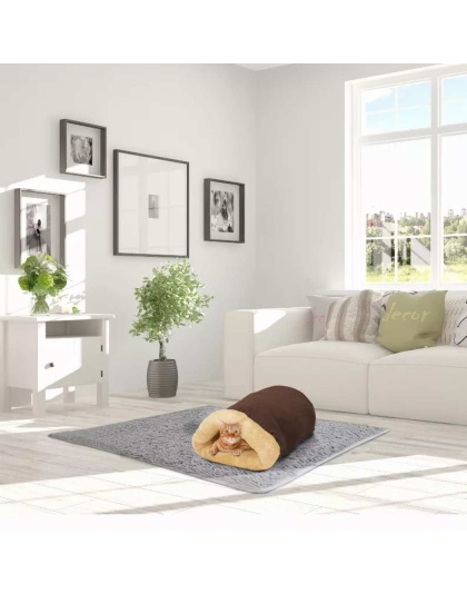 Coffee - GOOPAWS 4 in 1 Self Warming Burrow Cat Bed, Pet Hideway Sleeping Cuddle Cave - 22" x14" x10"