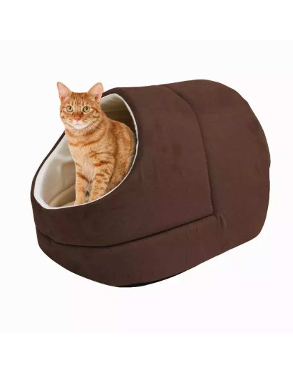Coffee - GOOPAWS Cat Cave for Cat and Warming Burrow Cat Bed, Pet Hideway Sleeping Cuddle Cave - 18" x14" x12"