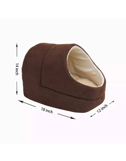 Coffee - GOOPAWS Cat Cave for Cat and Warming Burrow Cat Bed, Pet Hideway Sleeping Cuddle Cave - 18" x14" x12"
