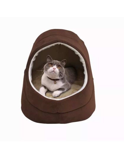 Coffee - GOOPAWS Cat Cave for Cat and Warming Burrow Cat Bed, Pet Hideway Sleeping Cuddle Cave - 18" x14" x12"