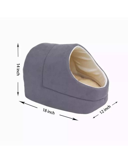 Grey - GOOPAWS Cat Cave for Cat and Warming Burrow Cat Bed, Pet Hideway Sleeping Cuddle Cave - 18" x14" x12"