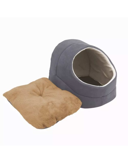 Grey - GOOPAWS Cat Cave for Cat and Warming Burrow Cat Bed, Pet Hideway Sleeping Cuddle Cave - 18" x14" x12"