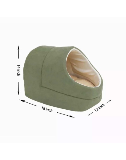 Sage Green - GOOPAWS Cat Cave for Cat and Warming Burrow Cat Bed, Pet Hideway Sleeping Cuddle Cave - 18" x14" x12"