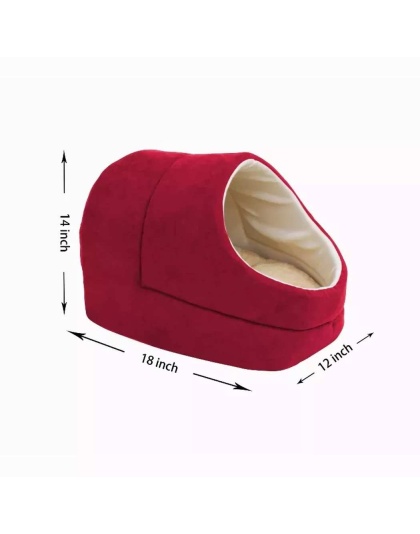 Burgundy - GOOPAWS Cat Cave for Cat and Warming Burrow Cat Bed, Pet Hideway Sleeping Cuddle Cave - 18" x14" x12"