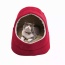 Burgundy - GOOPAWS Cat Cave for Cat and Warming Burrow Cat Bed, Pet Hideway Sleeping Cuddle Cave - 18" x14" x12"
