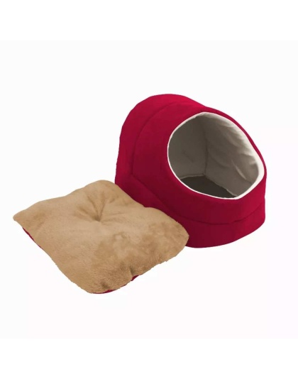 Burgundy - GOOPAWS Cat Cave for Cat and Warming Burrow Cat Bed, Pet Hideway Sleeping Cuddle Cave - 18" x14" x12"