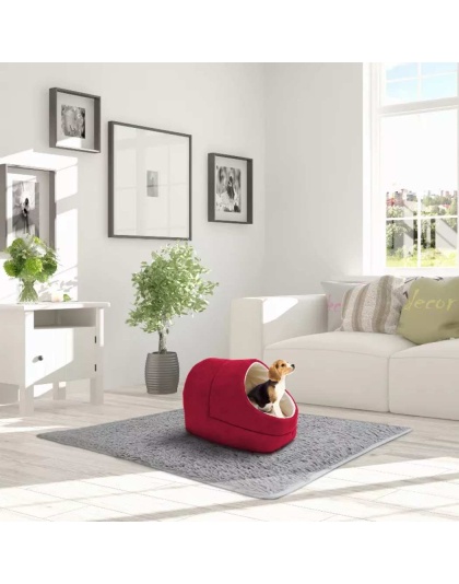 Burgundy - GOOPAWS Cat Cave for Cat and Warming Burrow Cat Bed, Pet Hideway Sleeping Cuddle Cave - 18" x14" x12"