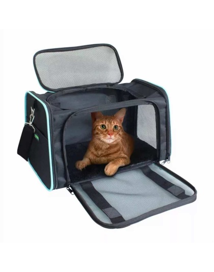 Black / Blue - GOOPAWS Soft-Sided Kennel Pet Carrier for Small Dogs, Cats, Puppy, Airline Approved Cat Carriers Dog Carrier Collapsible, Travel Handbag & Car Seat - 17" x 10" x 11.5"