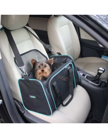 Black / Blue - GOOPAWS Soft-Sided Kennel Pet Carrier for Small Dogs, Cats, Puppy, Airline Approved Cat Carriers Dog Carrier Collapsible, Travel Handbag & Car Seat - 17" x 10" x 11.5"