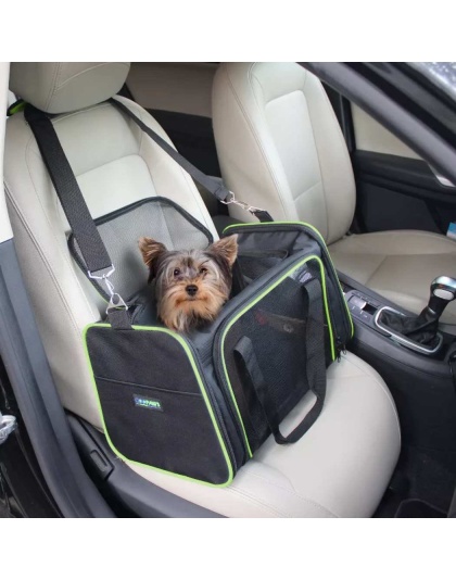 Black / Green - GOOPAWS Soft-Sided Kennel Pet Carrier for Small Dogs, Cats, Puppy, Airline Approved Cat Carriers Dog Carrier Collapsible, Travel Handbag & Car Seat - 17" x 10" x 11.5"