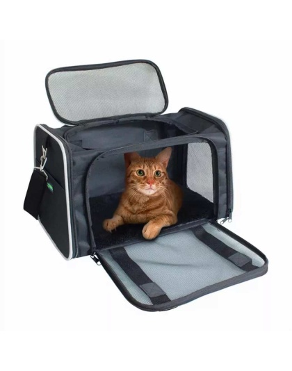 Black / Grey - GOOPAWS Soft-Sided Kennel Pet Carrier for Small Dogs, Cats, Puppy, Airline Approved Cat Carriers Dog Carrier Collapsible, Travel Handbag & Car Seat - 17" x 10" x 11.5"