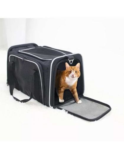 Black / Grey - GOOPAWS Soft-Sided Kennel Pet Carrier for Small Dogs, Cats, Puppy, Airline Approved Cat Carriers Dog Carrier Collapsible, Travel Handbag & Car Seat - 17" x 10" x 11.5"