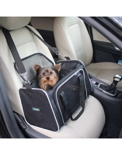 Black / Grey - GOOPAWS Soft-Sided Kennel Pet Carrier for Small Dogs, Cats, Puppy, Airline Approved Cat Carriers Dog Carrier Collapsible, Travel Handbag & Car Seat - 17" x 10" x 11.5"