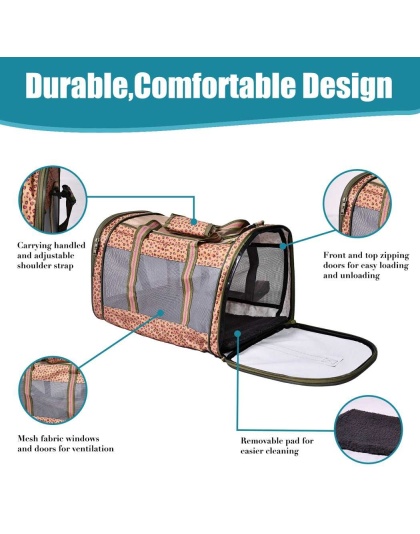 Black / Blue - GOOPAWS Soft-Sided Kennel Pet Carrier for Small Dogs, Cats, Puppy, Airline Approved Cat Carriers Dog Carrier Collapsible, Travel Handbag & Car Seat - 19" x 12" x 12"