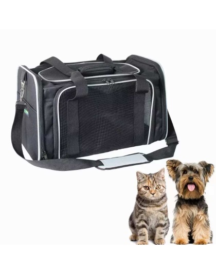 Black / Grey - GOOPAWS Soft-Sided Kennel Pet Carrier for Small Dogs, Cats, Puppy, Airline Approved Cat Carriers Dog Carrier Collapsible, Travel Handbag & Car Seat - 19" x 12" x 12"