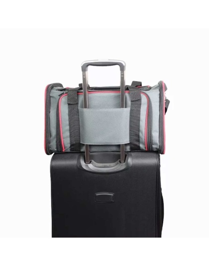 Grey / Red - GOOPAWS Soft-Sided Kennel Pet Carrier for Small Dogs, Cats, Puppy, Airline Approved Cat Carriers Dog Carrier Collapsible, Travel Handbag & Car Seat - 19" x 12" x 12"