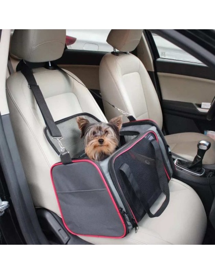 Grey / Red - GOOPAWS Soft-Sided Kennel Pet Carrier for Small Dogs, Cats, Puppy, Airline Approved Cat Carriers Dog Carrier Collapsible, Travel Handbag & Car Seat - 19" x 12" x 12"