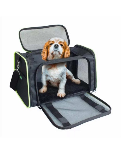 Black / Green - GOOPAWS Soft-Sided Kennel Pet Carrier for Small Dogs, Cats, Puppy, Airline Approved Cat Carriers Dog Carrier Collapsible, Travel Handbag & Car Seat - 19" x 12" x 12"