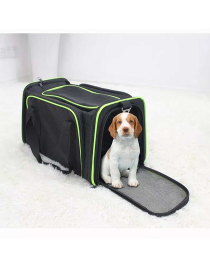 Black / Green - GOOPAWS Soft-Sided Kennel Pet Carrier for Small Dogs, Cats, Puppy, Airline Approved Cat Carriers Dog Carrier Collapsible, Travel Handbag & Car Seat - 19" x 12" x 12"