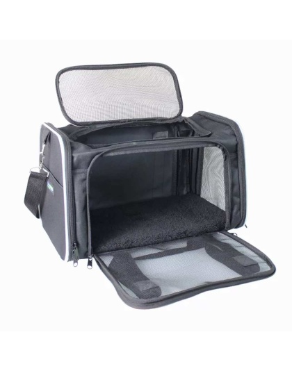 Black / Grey - GOOPAWS Soft-Sided Kennel Pet Carrier for Small Dogs, Cats, Puppy, Airline Approved Cat Carriers Dog Carrier Collapsible, Travel Handbag & Car Seat - 19" x 12" x 12"