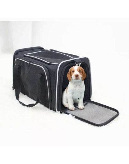 Black / Grey - GOOPAWS Soft-Sided Kennel Pet Carrier for Small Dogs, Cats, Puppy, Airline Approved Cat Carriers Dog Carrier Collapsible, Travel Handbag & Car Seat - 19" x 12" x 12"