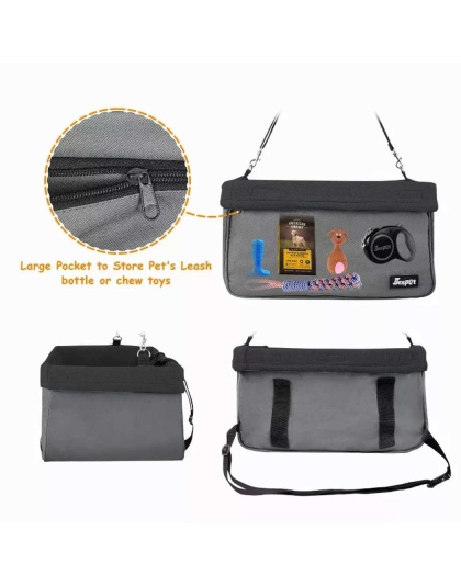 Black - JESPET & GOOPAWS Dog Booster Seats for Cars, Portable Dog Car Seat Travel Carrier with Seat Belt for 24lbs Pets - 16" L x 13" D x 9" H