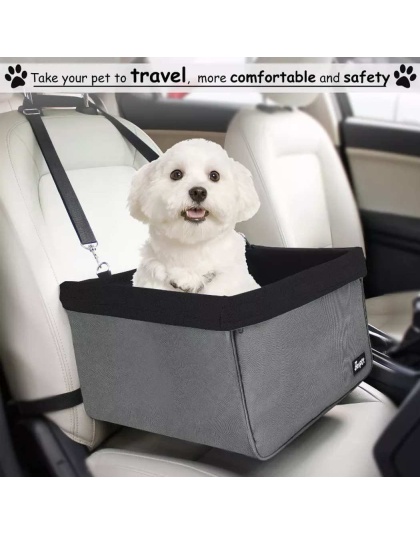 Black - JESPET & GOOPAWS Dog Booster Seats for Cars, Portable Dog Car Seat Travel Carrier with Seat Belt for 24lbs Pets - 16" L x 13" D x 9" H