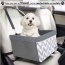 Gray Stripe - JESPET & GOOPAWS Dog Booster Seats for Cars, Portable Dog Car Seat Travel Carrier with Seat Belt for 24lbs Pets - 16" L x 13" D x 9" H