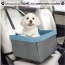 Grey - JESPET & GOOPAWS Dog Booster Seats for Cars, Portable Dog Car Seat Travel Carrier with Seat Belt for 24lbs Pets - 16" L x 13" D x 9" H