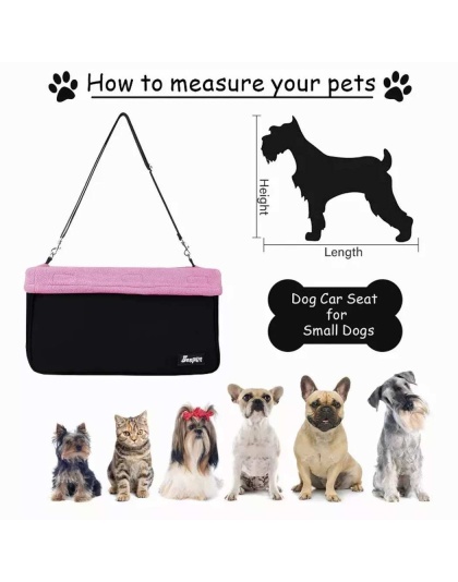 Pink - JESPET & GOOPAWS Dog Booster Seats for Cars, Portable Dog Car Seat Travel Carrier with Seat Belt for 24lbs Pets - 16" L x 13" D x 9" H
