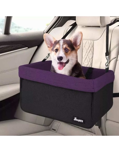 Purple - JESPET & GOOPAWS Dog Booster Seats for Cars, Portable Dog Car Seat Travel Carrier with Seat Belt for 24lbs Pets - 16" L x 13" D x 9" H