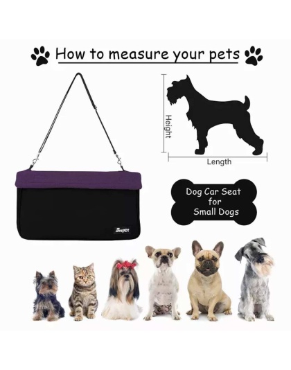 Purple - JESPET & GOOPAWS Dog Booster Seats for Cars, Portable Dog Car Seat Travel Carrier with Seat Belt for 24lbs Pets - 16" L x 13" D x 9" H