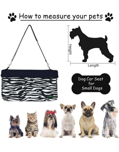 Zebra - JESPET & GOOPAWS Dog Booster Seats for Cars, Portable Dog Car Seat Travel Carrier with Seat Belt for 24lbs Pets - 16" L x 13" D x 9" H