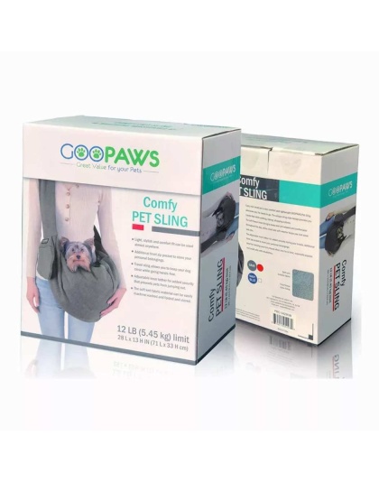 Grey - JESPET Comfy Pet Sling for Small Dog Cat, Hand Free Sling Bag Breathable Soft Knit with Front Pocket, Travel Puppy Carrying Bag, Pet Pouch. Machine Washable - 28" L x 13" H